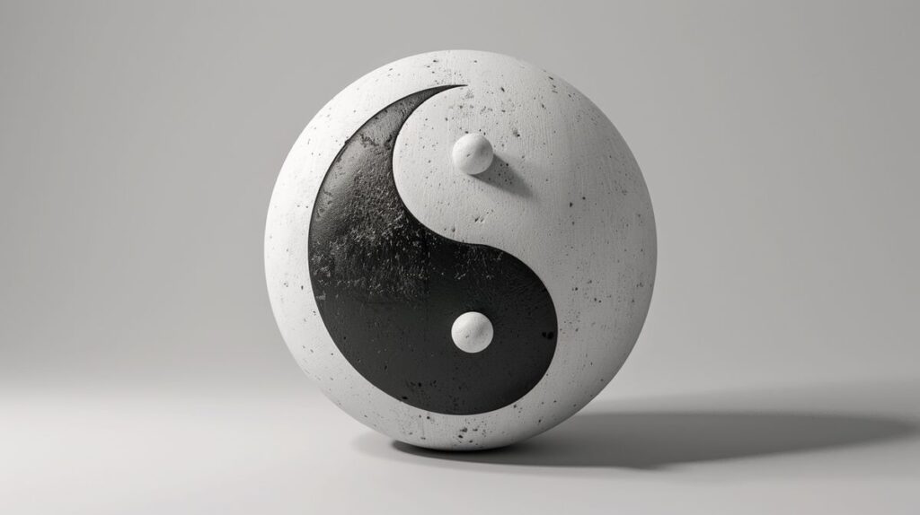 Symbolische Darstellung von Yin und Yang, die Bedeutung von Gleichgewicht und Dualität im Universum illustrierend